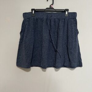 Lou & Grey Womens Medium Blue Mini Skirt Side Pockets Elastic Waist Drawstring